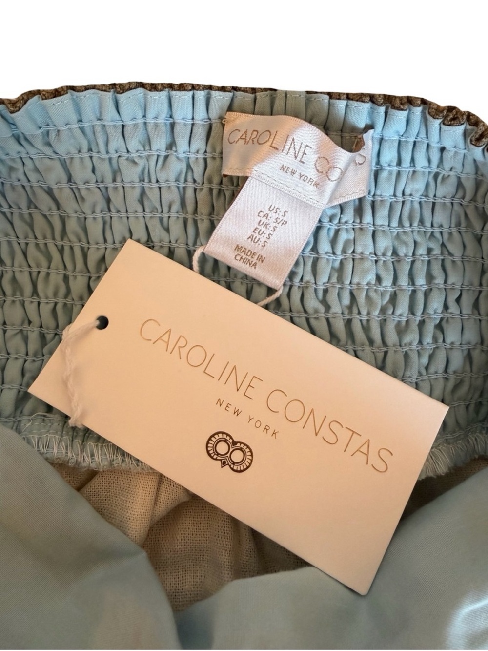 Caroline Constas Ocean Coastal Seashell Linen Maxi Dress Blue Cream NWT - Picture 10 of 11